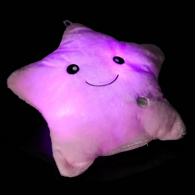 Colorful Star Glow LED Luminous Light Cushion Cojines Lovely Soft Relax Almofada Smile Stars Flashing Cushions-Dollar Bargains Online Shopping Australia