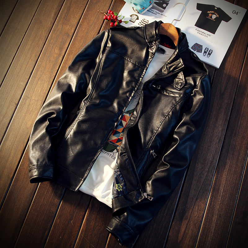 Fashion Men's PU Leather Jacket moto Solid Warm Windbreaker Male Jacket big size 5XL-Dollar Bargains Online Shopping Australia