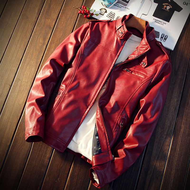 Fashion Men's PU Leather Jacket moto Solid Warm Windbreaker Male Jacket big size 5XL-Dollar Bargains Online Shopping Australia