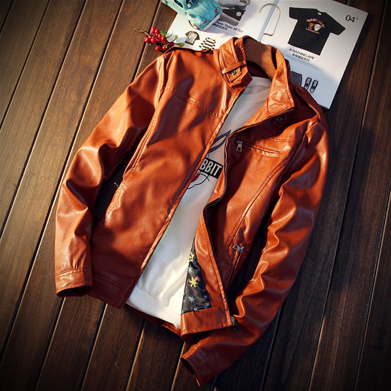 Fashion Men's PU Leather Jacket moto Solid Warm Windbreaker Male Jacket big size 5XL-Dollar Bargains Online Shopping Australia