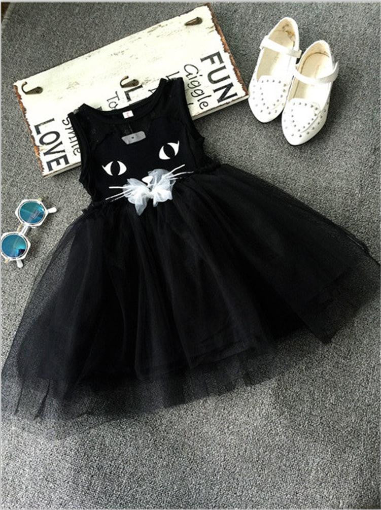 Summer Girl Dresses Cat Print Girls Clothes Baby Casual Dress Princess Party Children Costume Vestidos Infantis - CelebritystyleFashion.com.au online clothing shop australia