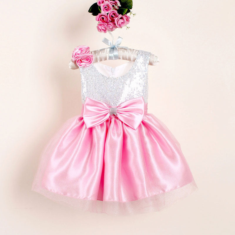 New Christmas Flower Girl Dresses Red Sequin Big Bow Baby Party Dress for wedding vestidos infantis 0-4 years - CelebritystyleFashion.com.au online clothing shop australia