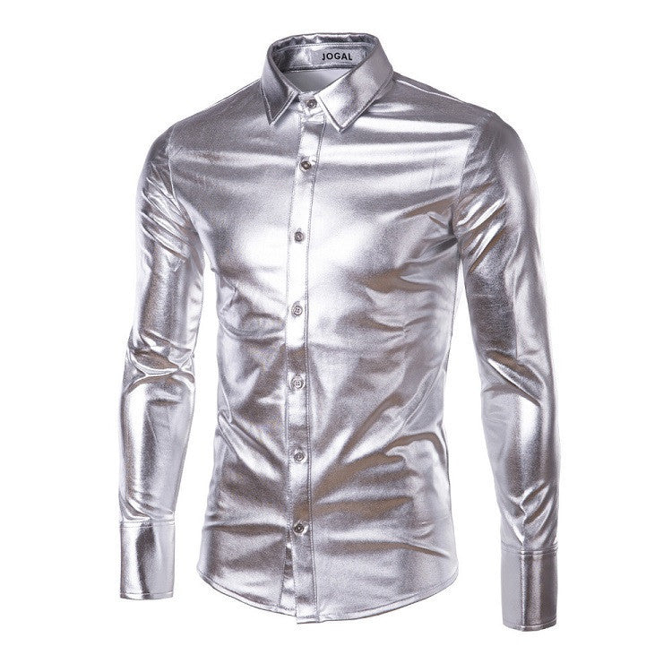 Night Club Men Dress Shirt Men's Shining Shirts Light Golden Festival Brilliant Men Shirt Long Sleeve Plus Size 3XL,PA086 - CelebritystyleFashion.com.au online clothing shop australia