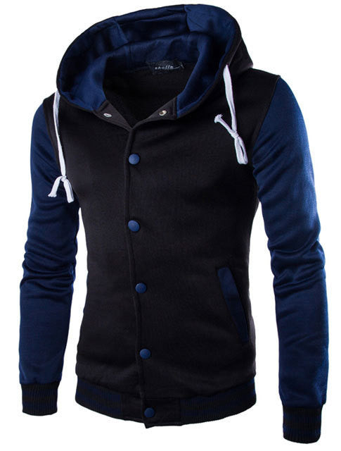 New Hooded Baseball Jacket Men Fashion Design Black Mens Slim Fit Varsity Jacket Brand Stylish College - CelebritystyleFashion.com.au online clothing shop australia