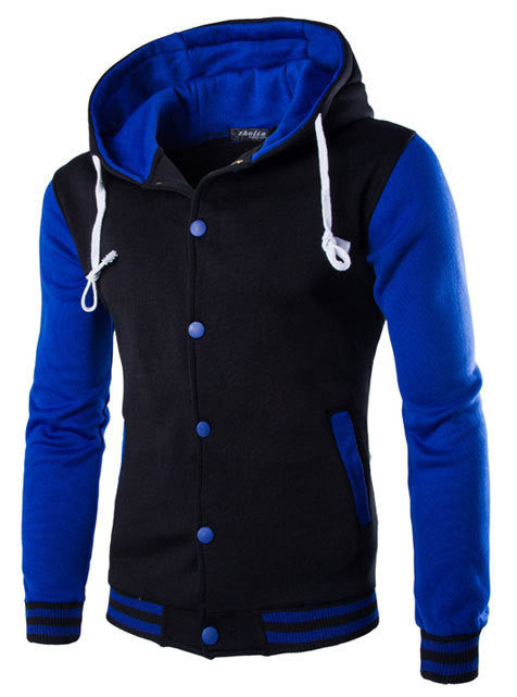 New Hooded Baseball Jacket Men Fashion Design Black Mens Slim Fit Varsity Jacket Brand Stylish College - CelebritystyleFashion.com.au online clothing shop australia