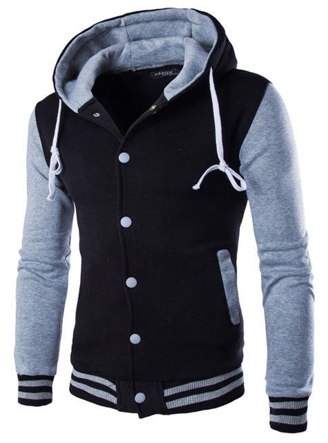 New Hooded Baseball Jacket Men Fashion Design Black Mens Slim Fit Varsity Jacket Brand Stylish College - CelebritystyleFashion.com.au online clothing shop australia