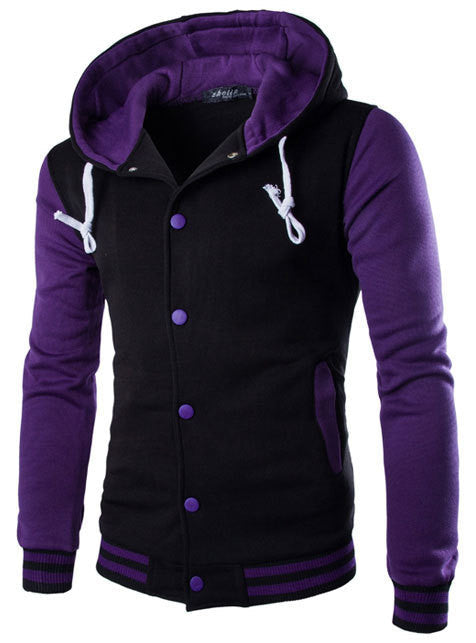 New Hooded Baseball Jacket Men Fashion Design Black Mens Slim Fit Varsity Jacket Brand Stylish College - CelebritystyleFashion.com.au online clothing shop australia