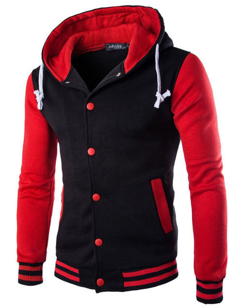 New Hooded Baseball Jacket Men Fashion Design Black Mens Slim Fit Varsity Jacket Brand Stylish College - CelebritystyleFashion.com.au online clothing shop australia