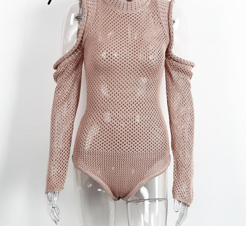 autumn winter sweater top Hollow out knitted bodysuit women jumpsuit romper Casual elastic playsuit camis macacao-Dollar Bargains Online Shopping Australia