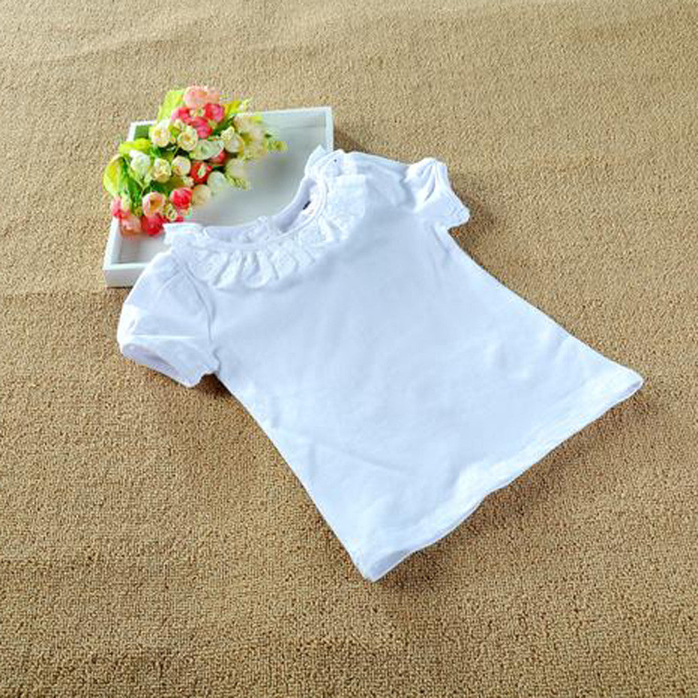 Autumn Children T shirt Baby Girls Tops Cotton Long Sleeve White Shirts for Girls Lace Collar Kids Clothes Girls T shirt - CelebritystyleFashion.com.au online clothing shop australia