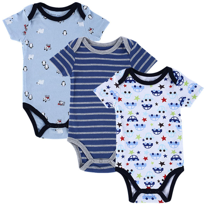 3 PCS/LOT Baby Boy Clothes Newborn Baby Romper Set Short Sleeved Cotton Baby Romper Toddler Underwear Infant Clothing - CelebritystyleFashion.com.au online clothing shop australia