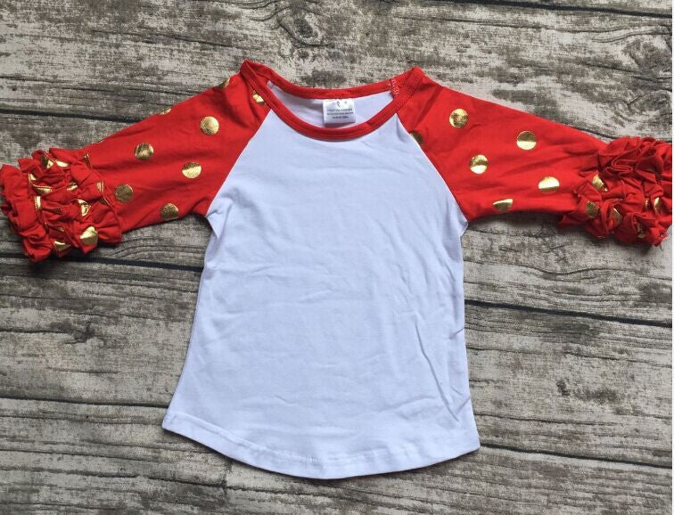 girls clothes raglan tops girls casual tops 7 color gold polka dot girls Autumn top girls icing raglans t shirt - CelebritystyleFashion.com.au online clothing shop australia