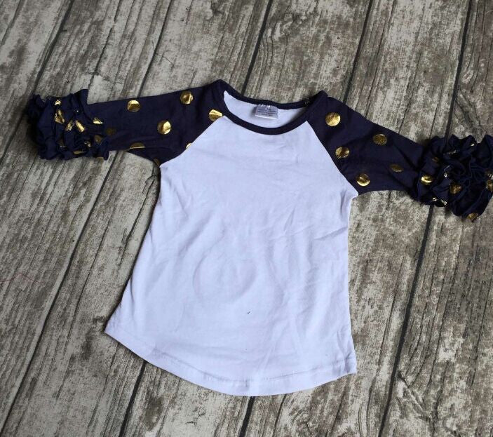 girls clothes raglan tops girls casual tops 7 color gold polka dot girls Autumn top girls icing raglans t shirt - CelebritystyleFashion.com.au online clothing shop australia