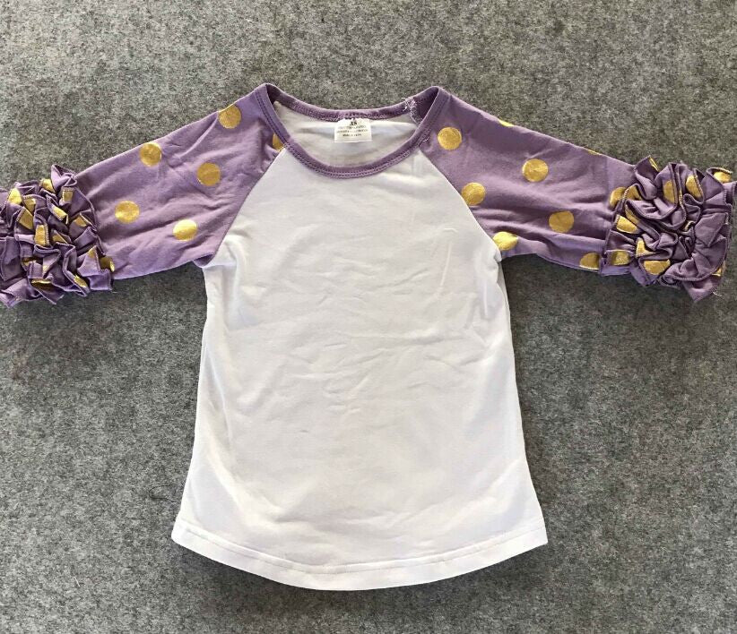girls clothes raglan tops girls casual tops 7 color gold polka dot girls Autumn top girls icing raglans t shirt - CelebritystyleFashion.com.au online clothing shop australia