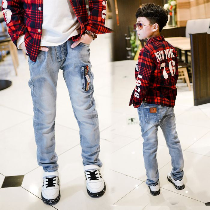 Spring Autumn new boys jeans Kids Rushed Light-colored fashion Children jean Trousers B135 - CelebritystyleFashion.com.au online clothing shop australia