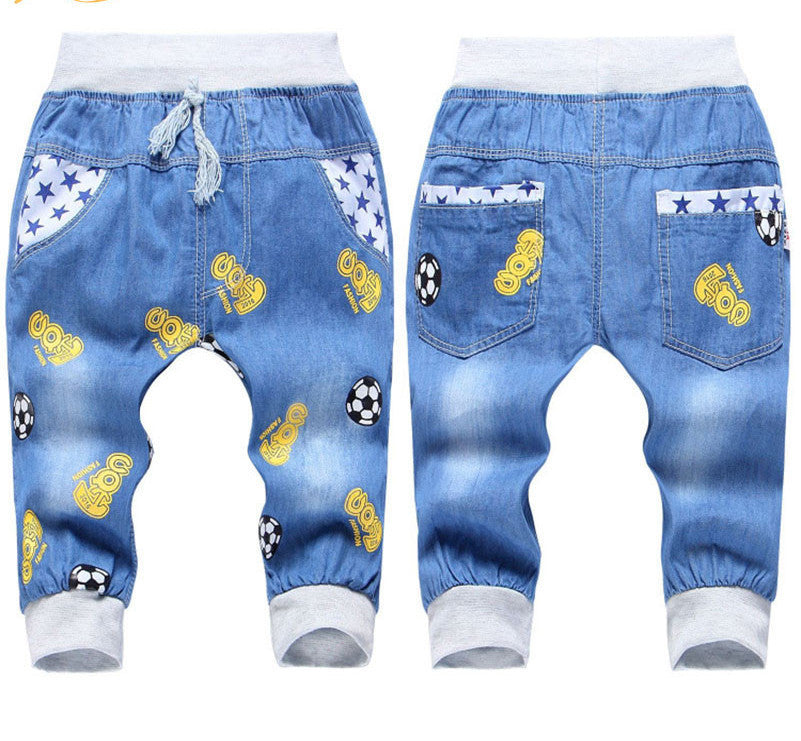 Kids Jeans Elastic Waist Straight Cartoon Jeans Denim Seventh Pants Retail Jeans For Kids 2-5 Y WB141 - CelebritystyleFashion.com.au online clothing shop australia