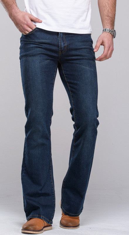 Mens jeans boot cut leg slightly flared slim fit famous brand blue black male jeans designer classic denim Jeans - CelebritystyleFashion.com.au online clothing shop australia