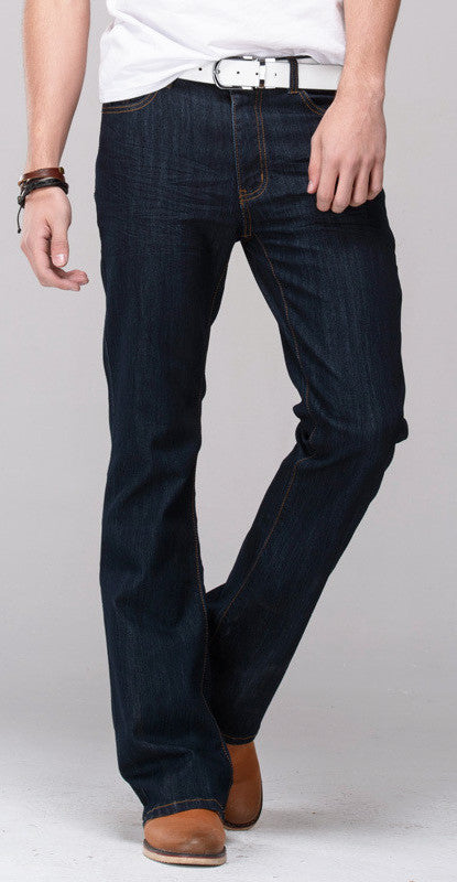 Mens jeans boot cut leg slightly flared slim fit famous brand blue black male jeans designer classic denim Jeans - CelebritystyleFashion.com.au online clothing shop australia