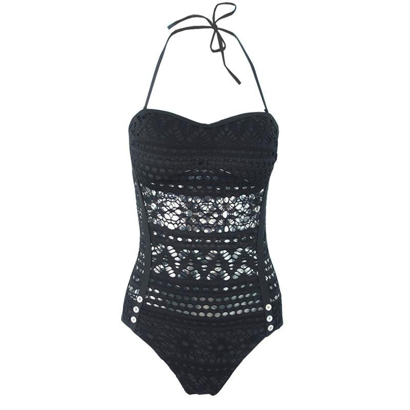 BerryGo Summer crochet lace one piece bodysuit Women bathing suit high waist swimwear Sexy bodysuit hollow out padded monokini-Dollar Bargains Online Shopping Australia