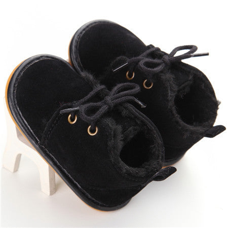 New Fashion Solid Lace-Up Baby Boots Cross-tied For Autumn/Winter Baby Shoes For Warm Baby Plush Boots Shoes - CelebritystyleFashion.com.au online clothing shop australia