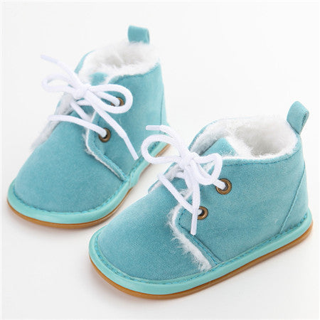 New Fashion Solid Lace-Up Baby Boots Cross-tied For Autumn/Winter Baby Shoes For Warm Baby Plush Boots Shoes - CelebritystyleFashion.com.au online clothing shop australia