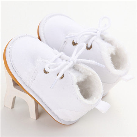 New Fashion Solid Lace-Up Baby Boots Cross-tied For Autumn/Winter Baby Shoes For Warm Baby Plush Boots Shoes - CelebritystyleFashion.com.au online clothing shop australia