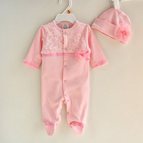 Princess Style Newborn Baby Girl Clothes Girls Lace Rompers+Hats Baby Clothing Sets Infant Jumpsuit Gifts - CelebritystyleFashion.com.au online clothing shop australia