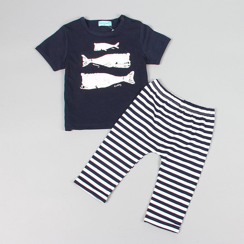 Keelorn Summer Style Infant Clothes Baby Clothing Sets Three small fish model Cotton Short Sleeve 2pcs Baby Boy Clothes - CelebritystyleFashion.com.au online clothing shop australia