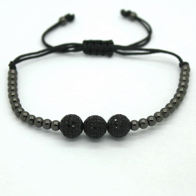 Famous Brand Women Bracelets,8mm Pave Setting Black CZ Beads & 18K Rose Gold 4mm Round Beads & Braiding Bracelet For Women - CelebritystyleFashion.com.au online clothing shop australia