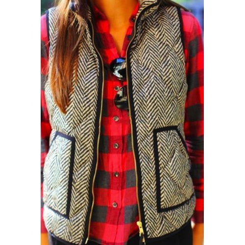 Women Vest Big Pocket Design Winter Sleeveless Women Cotton Casual Ladies Jackets Puffer Herringbone Vest-Dollar Bargains Online Shopping Australia