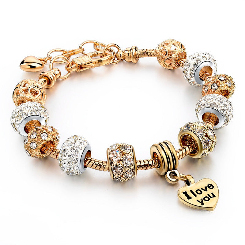 High Quality Heart Charm Bracelets For Women Snake Chain Gold Plated Bracelets & Bangles Fashion Jewelry SBR150074 - CelebritystyleFashion.com.au online clothing shop australia