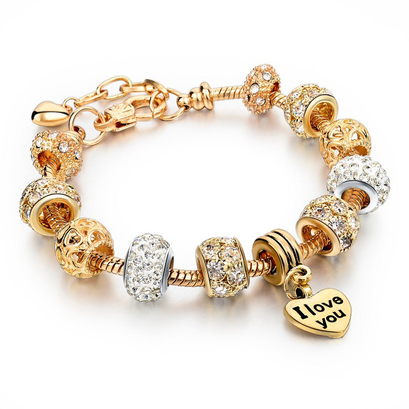 High Quality Heart Charm Bracelets For Women Snake Chain Gold Plated Bracelets & Bangles Fashion Jewelry SBR150074 - CelebritystyleFashion.com.au online clothing shop australia