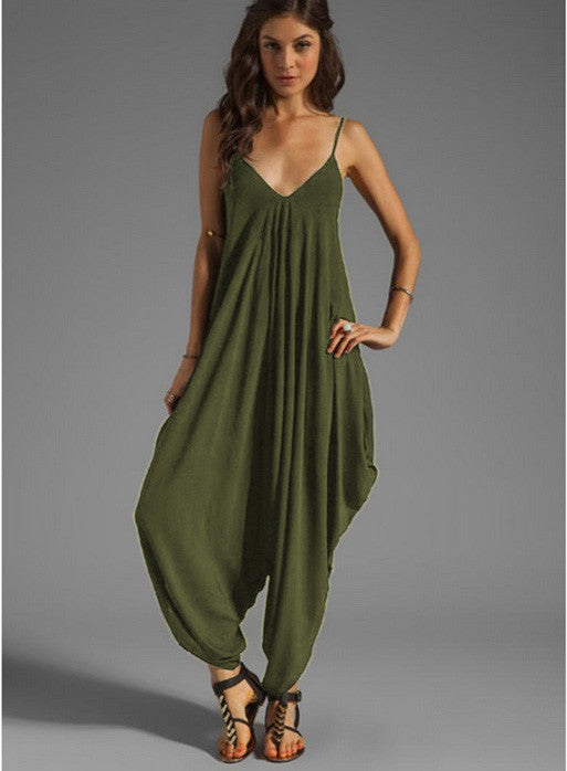 Preself Summer Women's Harem Romper Jumpsuit Coveralls Playsuit with Spaghetti Strap and Deep V-Neck Plus Size S-6XL - CelebritystyleFashion.com.au online clothing shop australia