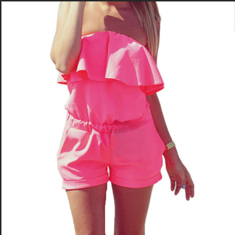 Women Rompers and Jumpsuit Sexy Strapless Fashion Solid Summer Shorts-Dollar Bargains Online Shopping Australia