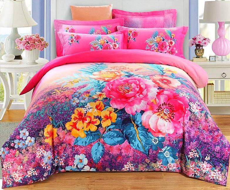 Boho Red Blue Pink 100%Thicken Cotton Bedding set Duvet Cover Bed Sheet Pillow Sham Bed Set King Queen Size 4PCS-Dollar Bargains Online Shopping Australia