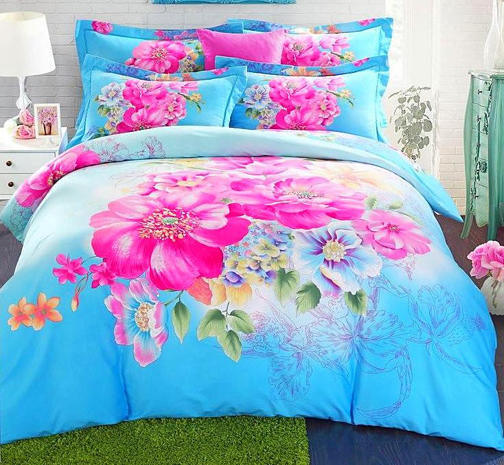 Boho Red Blue Pink 100%Thicken Cotton Bedding set Duvet Cover Bed Sheet Pillow Sham Bed Set King Queen Size 4PCS-Dollar Bargains Online Shopping Australia