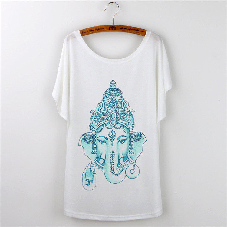 Fashion Summer Tee Shirt Women T-shirt Harajuku Elephant Animal Print Short Sleeve Camisetas Mujer White T shirt Women Tops-Dollar Bargains Online Shopping Australia