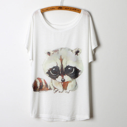 Fashion Summer Tee Shirt Women T-shirt Harajuku Elephant Animal Print Short Sleeve Camisetas Mujer White T shirt Women Tops-Dollar Bargains Online Shopping Australia