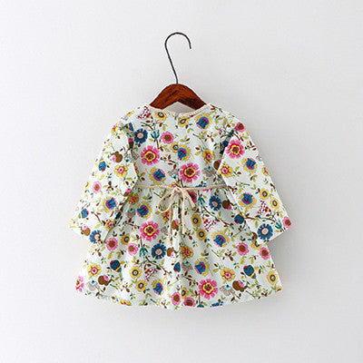 Autumn Baby Girl Dress Cotton Infant Dress Floral Print European Style Vintage Long Sleeve Dress Birthday Baby Clothes - CelebritystyleFashion.com.au online clothing shop australia