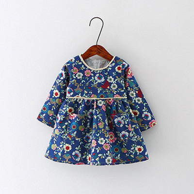 Autumn Baby Girl Dress Cotton Infant Dress Floral Print European Style Vintage Long Sleeve Dress Birthday Baby Clothes - CelebritystyleFashion.com.au online clothing shop australia