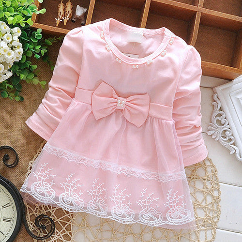 Autumn Baby Girl Dress Cotton Infant Dress Floral Print European Style Vintage Long Sleeve Dress Birthday Baby Clothes - CelebritystyleFashion.com.au online clothing shop australia