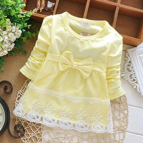 Autumn Baby Girl Dress Cotton Infant Dress Floral Print European Style Vintage Long Sleeve Dress Birthday Baby Clothes - CelebritystyleFashion.com.au online clothing shop australia