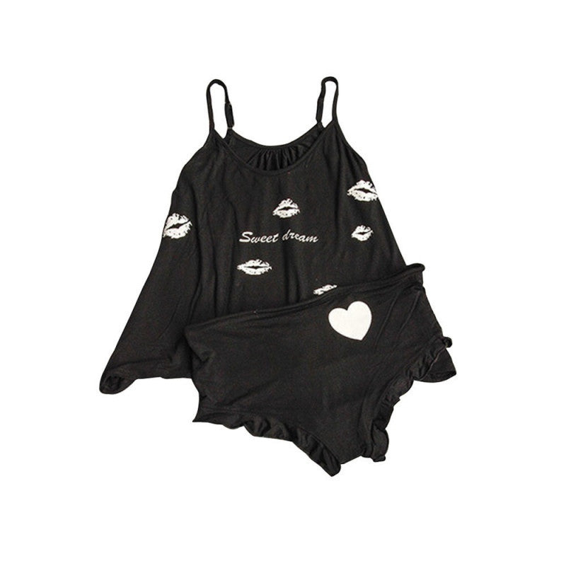 Pyjamas Set 2PCS Summer Women Cotton Robe Braces Shirts Tops Sleepwear+Shorts Underwear Nightwear-Dollar Bargains Online Shopping Australia