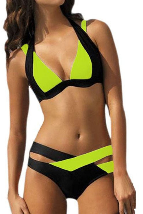 Summer Sexy Bikini Set Swimsuits Push Up Swimwear Women Cross Double Halter Swim Bathing Suits-Dollar Bargains Online Shopping Australia