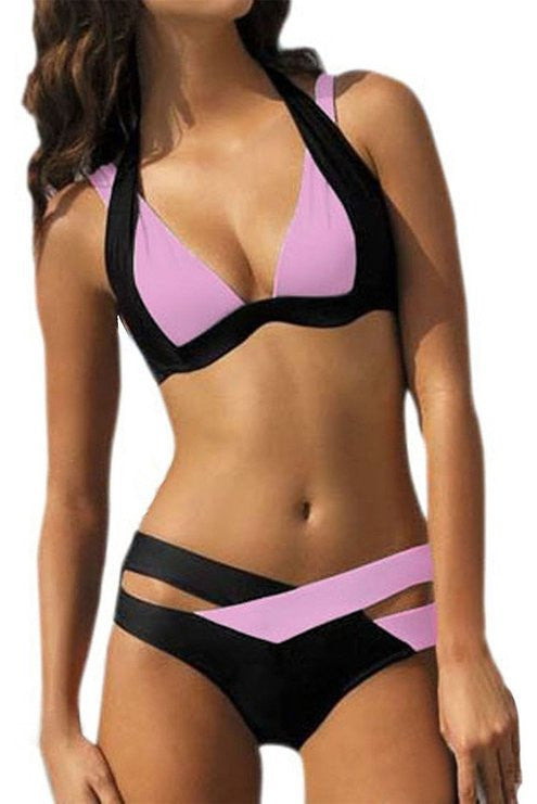 Summer Sexy Bikini Set Swimsuits Push Up Swimwear Women Cross Double Halter Swim Bathing Suits-Dollar Bargains Online Shopping Australia
