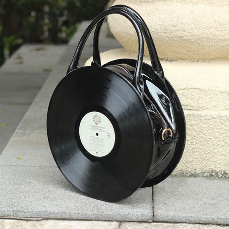 Rock vinyl CD women bag original design handbags of old times pu leather tote fashion top-hand handbag for girl black XA1120A-Dollar Bargains Online Shopping Australia