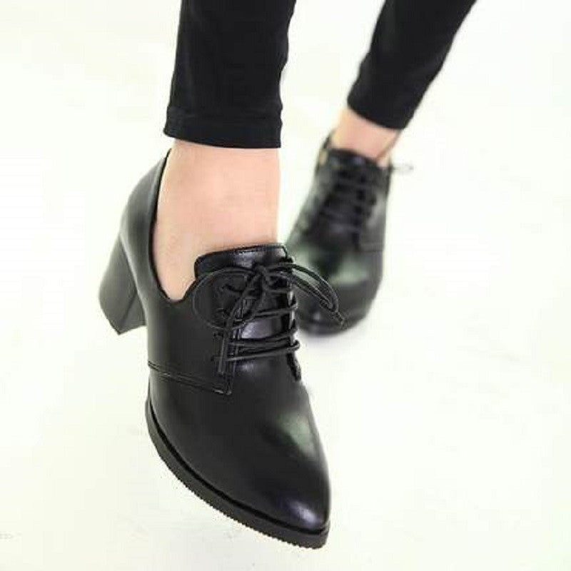 spring women shoes stylish comfortable high-heeled shoes, pointed retro lace wild single shoes work shoes-Dollar Bargains Online Shopping Australia