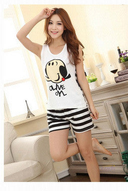 Lovers pajamas women short-sleeved summer pyjama sets men pure cotton couple pajamas set sleepwear suit men Homewear-Dollar Bargains Online Shopping Australia