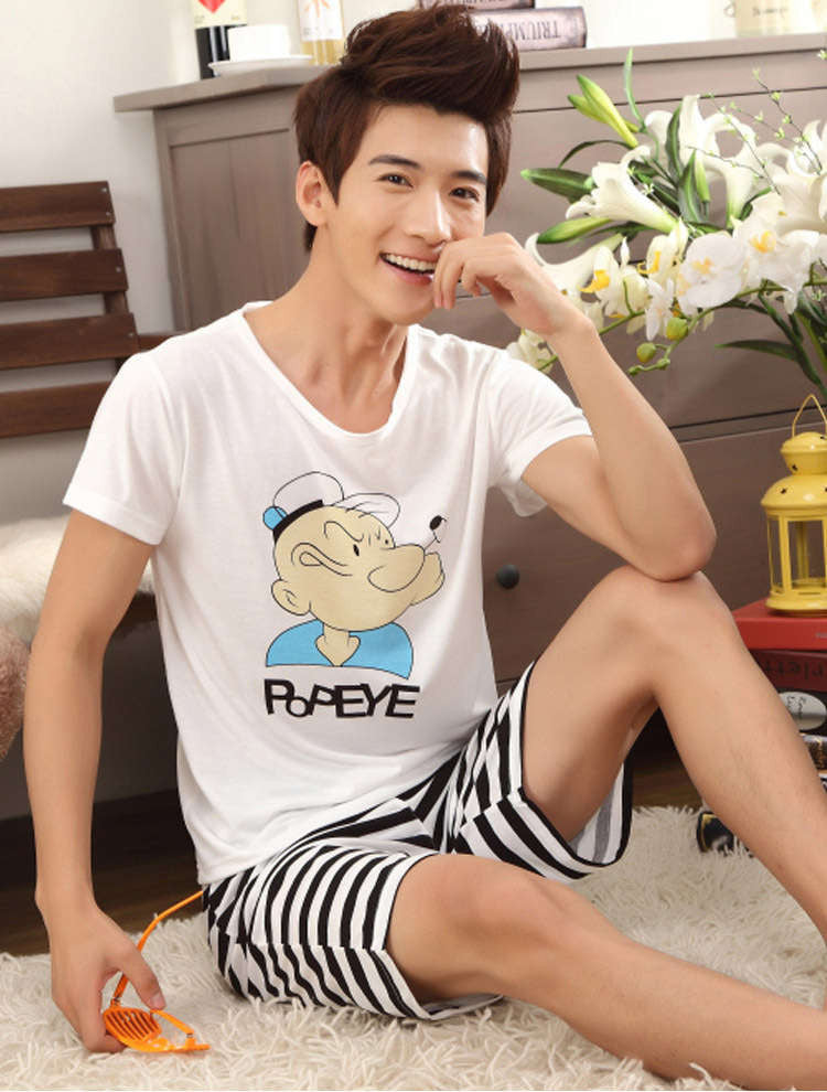 Lovers pajamas women short-sleeved summer pyjama sets men pure cotton couple pajamas set sleepwear suit men Homewear-Dollar Bargains Online Shopping Australia