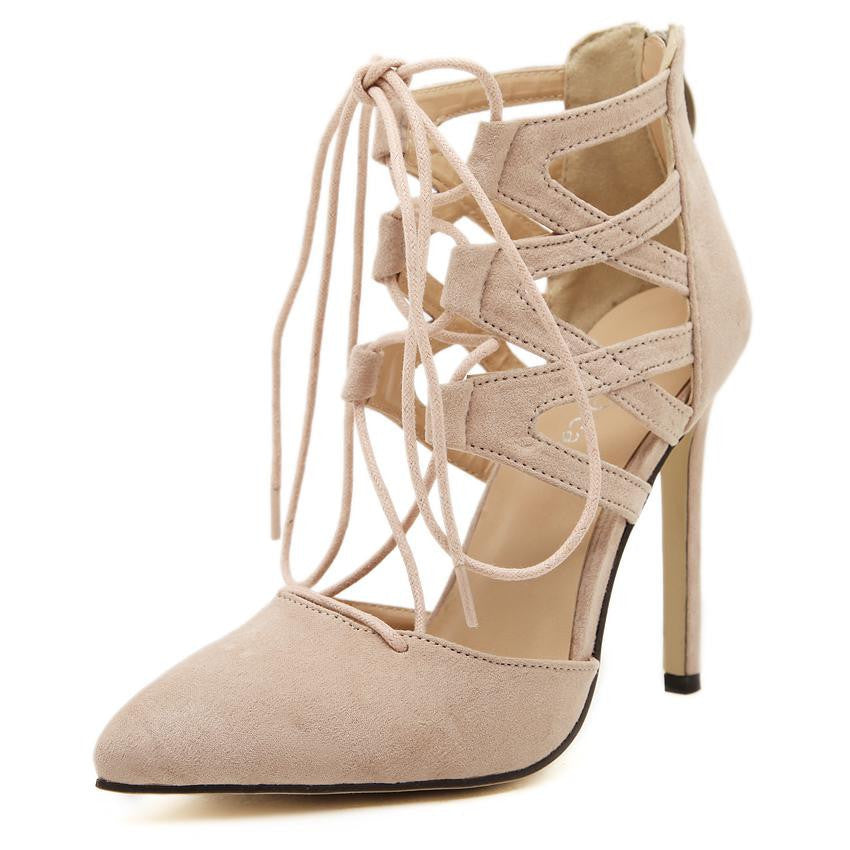 Fashion Women Pumps Women Shoes Sandals Lace up High Heels Cut Outs Shoes Summer Open Toe Sapato Femininos Mujer-Dollar Bargains Online Shopping Australia